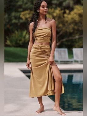 Anthropologie | Celandine ~ Two-Piece Strapless Crop Top and Skirt Set